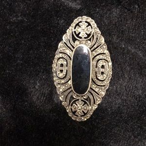 Vintage black hematite brooch pin